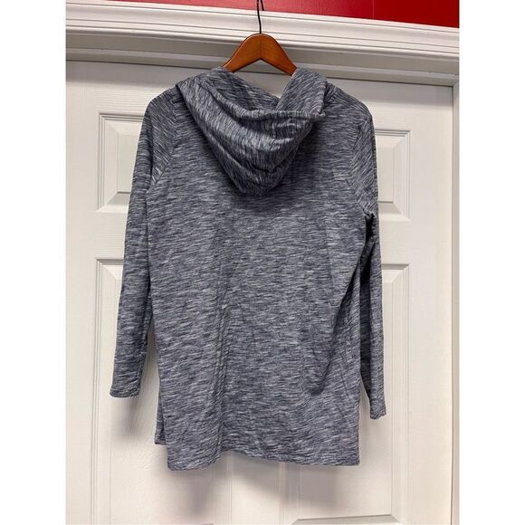 Pure Jill J. Jill Open Front Blue Space Dyed Hoodie sz M EUC - Picture 5 of 6